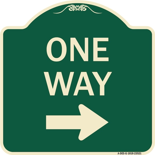 One Way Right Arrow Heavy-Gauge Aluminum Architectural Sign, 18" x 18", G-1818-23521